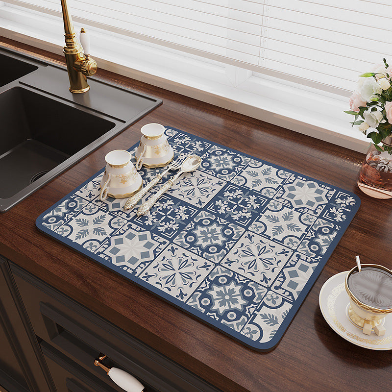 Super Size Retro Quick-Drying Water-Draining Mat for Kitchen Bar Countertops