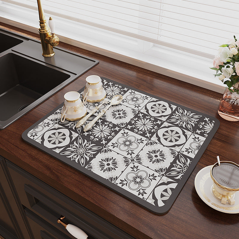 Super Size Retro Quick-Drying Water-Draining Mat for Kitchen Bar Countertops