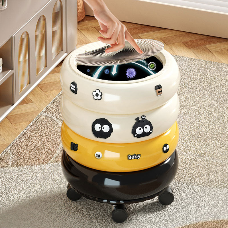 Cute Donut Garbage Bin – Covered Design & 360° Swivel Wheels