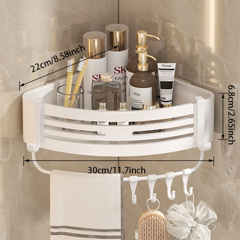 Space Aluminum No-Drill Bathroom Corner Shelf – Quick Drainage & Strong Load-Bearing
