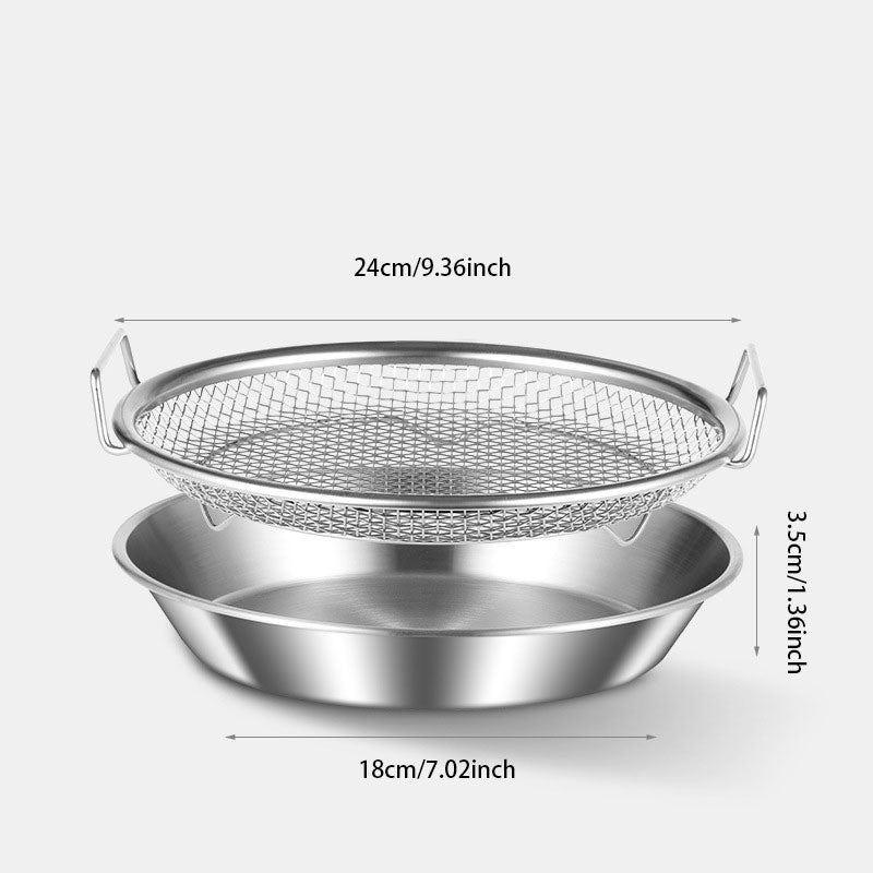 Stainless Steel Oil Strainer Tray – Dual-Handle Design for Easy Lifting