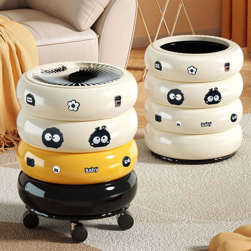 Cute Donut Garbage Bin – Covered Design & 360° Swivel Wheels