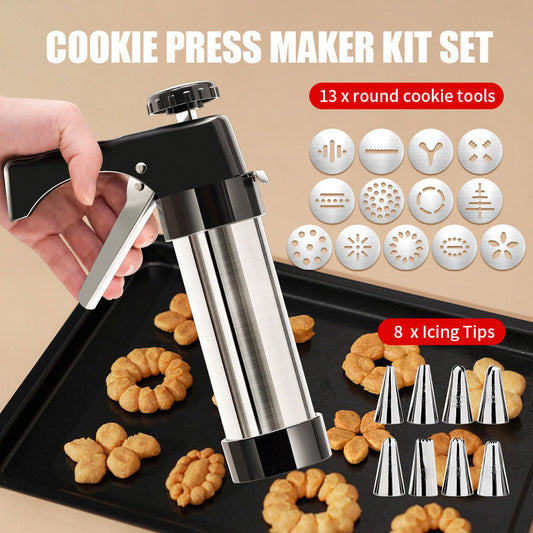 Stainless Steel Cookie Press Gun Kit: Easy Shaping & Durable Build
