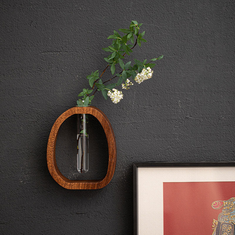 Walnut Wood Test Tube Vase – Minimalist Design