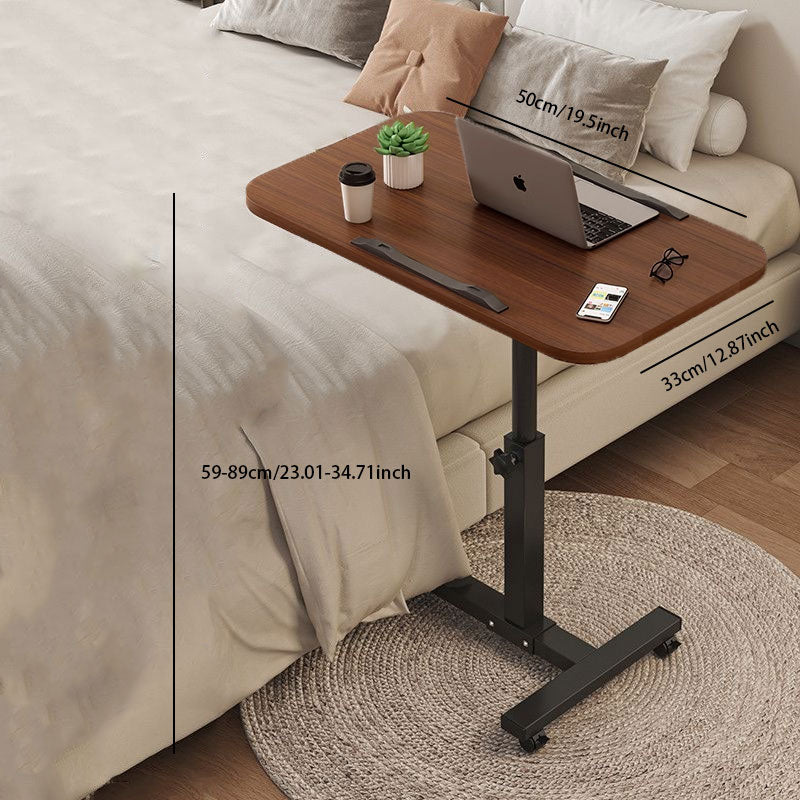 Mobile Adjustable Bedside Table – C-Shaped Design with Swivel Wheels