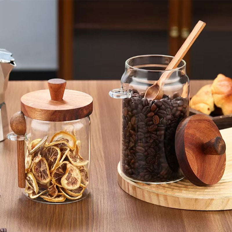 High-Quality Glass Storage Jar – Includes Wooden Spoon
