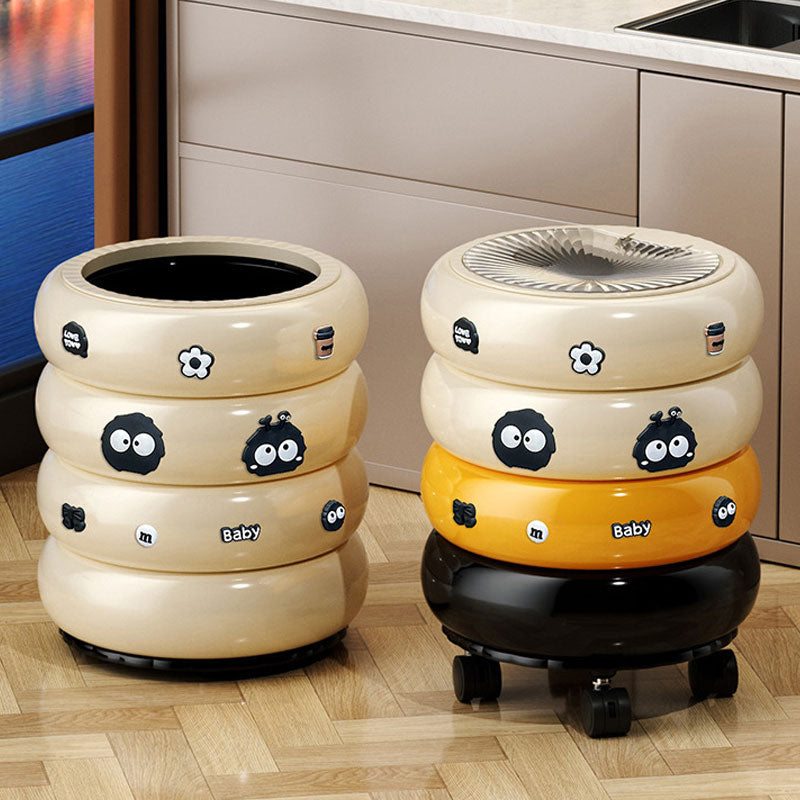 Cute Donut Garbage Bin – Covered Design & 360° Swivel Wheels