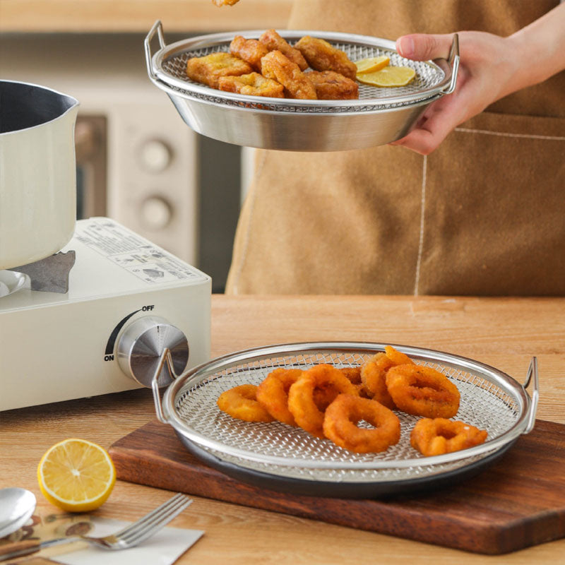 Stainless Steel Oil Strainer Tray – Dual-Handle Design for Easy Lifting