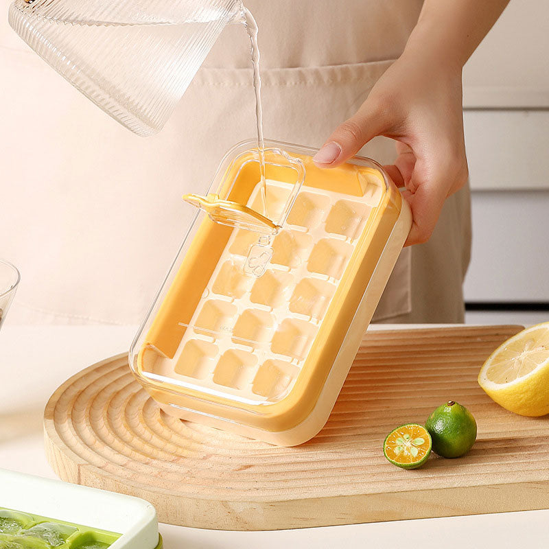 Lidded Silicone Press Ice Cube Trays: Large Capacity, Easy Release & No-Lid Water Injection