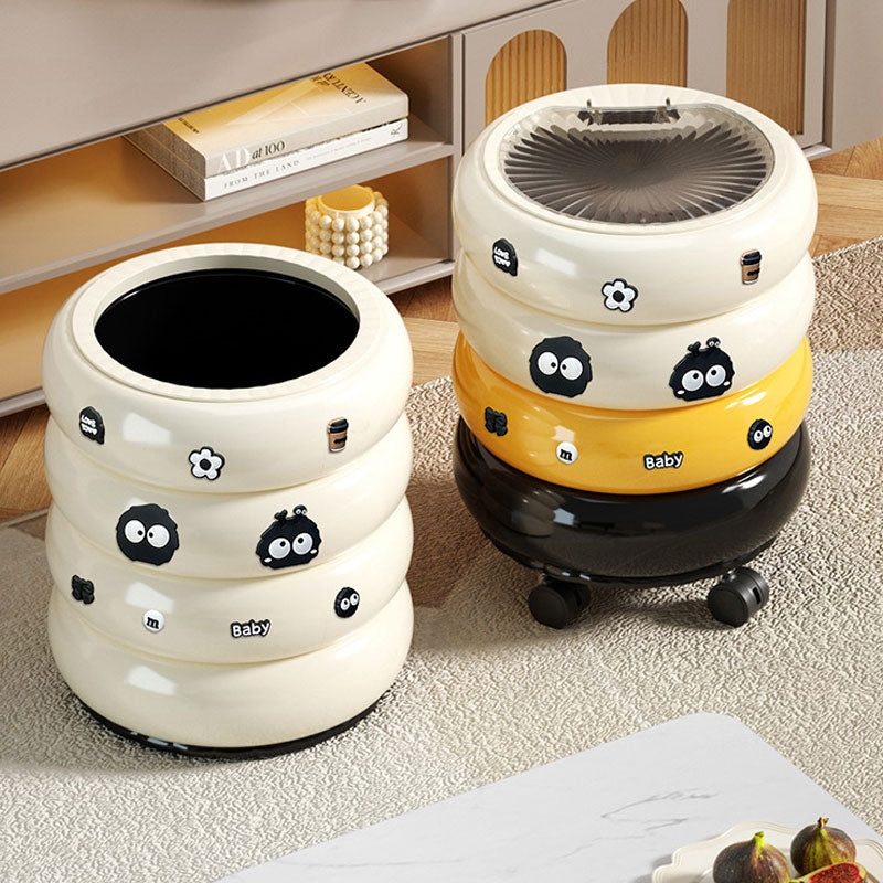 Cute Donut Garbage Bin – Covered Design & 360° Swivel Wheels