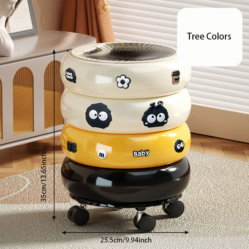 Cute Donut Garbage Bin – Covered Design & 360° Swivel Wheels