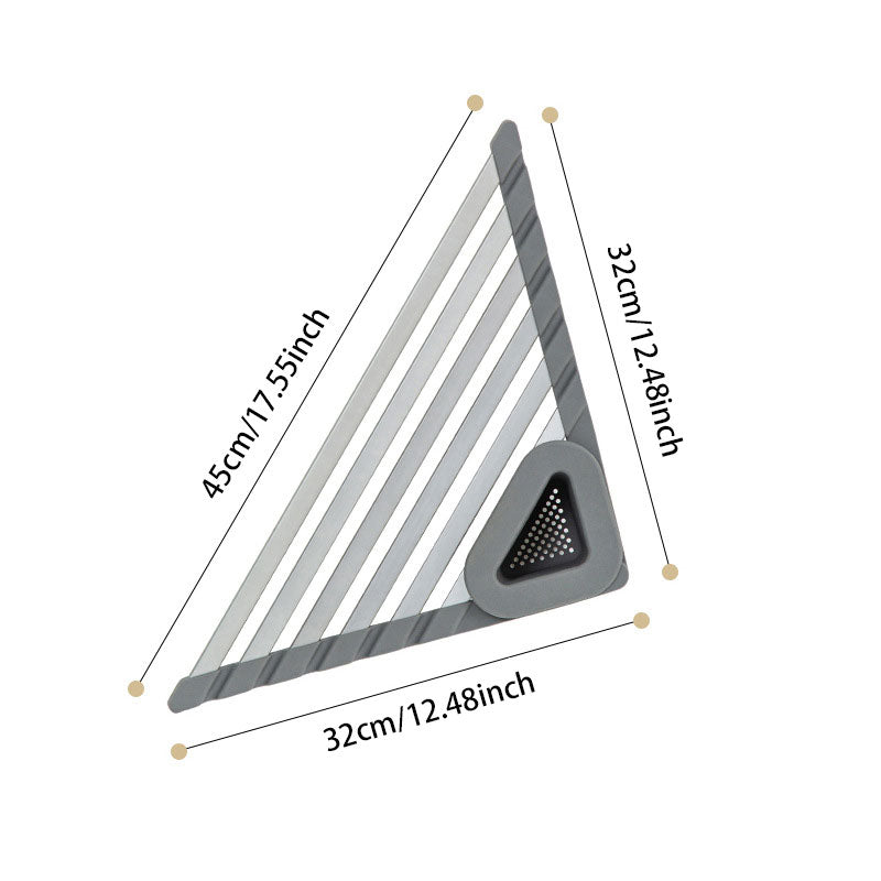 Kitchen Sink Triangle Drain Rack – Easy to Clean, With Filter Net & Food-Grade Safe