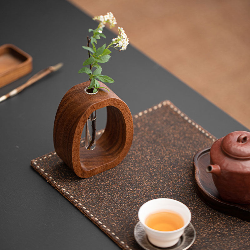 Walnut Wood Test Tube Vase – Minimalist Design