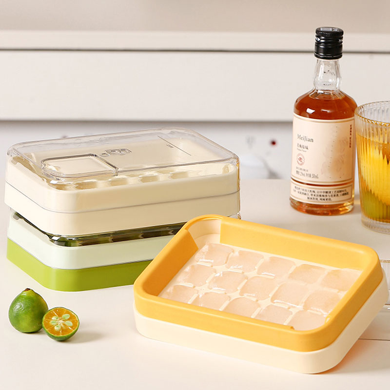 Lidded Silicone Press Ice Cube Trays: Large Capacity, Easy Release & No-Lid Water Injection
