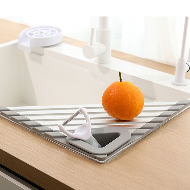 Kitchen Sink Triangle Drain Rack – Easy to Clean, With Filter Net & Food-Grade Safe