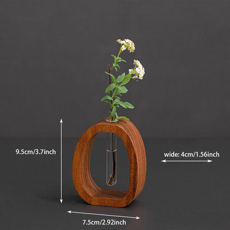 Walnut Wood Test Tube Vase – Minimalist Design