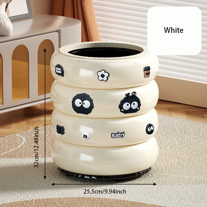 Cute Donut Garbage Bin – Covered Design & 360° Swivel Wheels