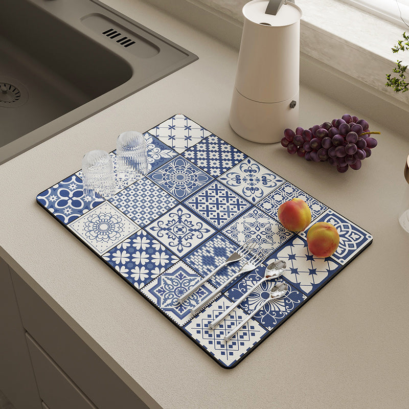 Super Size Retro Quick-Drying Water-Draining Mat for Kitchen Bar Countertops