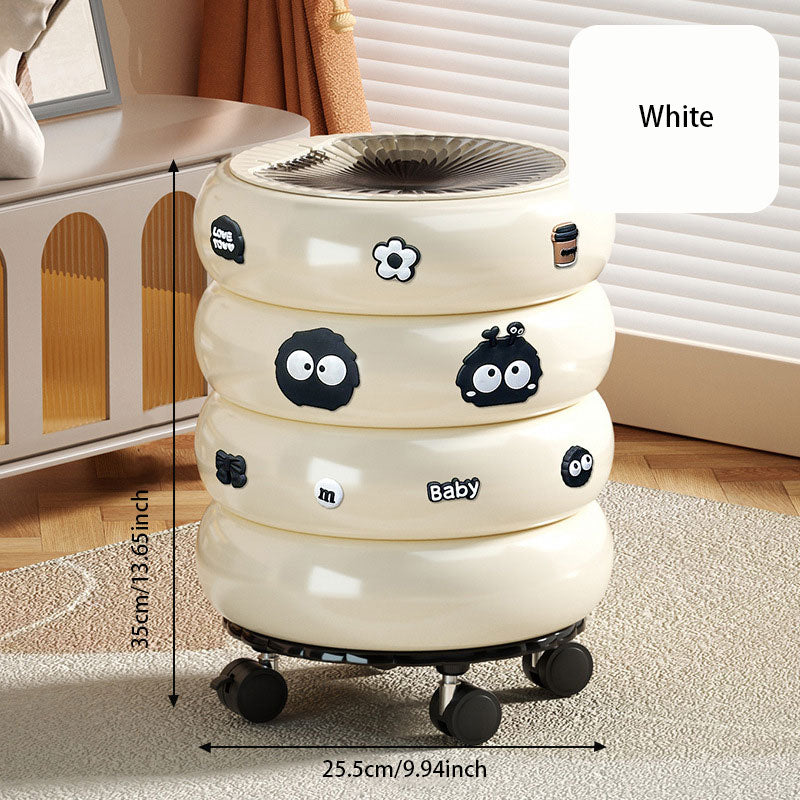 Cute Donut Garbage Bin – Covered Design & 360° Swivel Wheels
