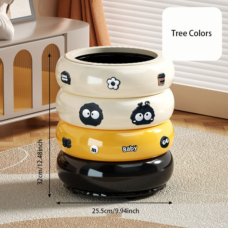 Cute Donut Garbage Bin – Covered Design & 360° Swivel Wheels