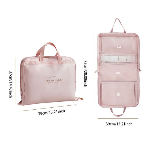 Large-Capacity Travel Clothes Storage Bag: Compartment Design with Handles & Dual Zippers