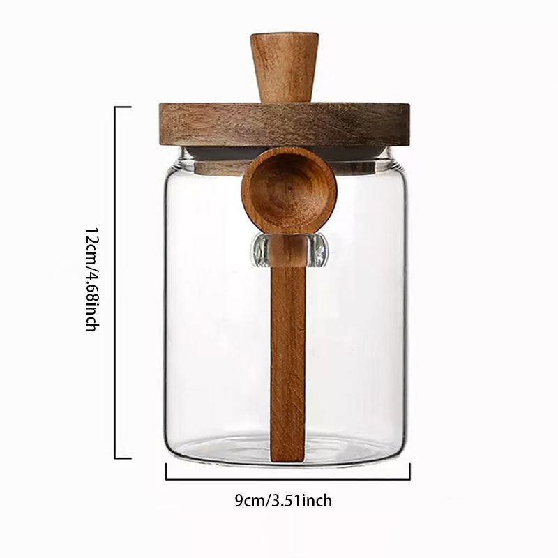 High-Quality Glass Storage Jar – Includes Wooden Spoon